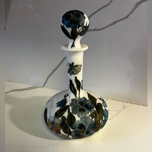 Hand Painted Satin Vase with Stopper